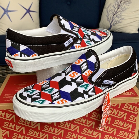 VANS CLASSIC SLIP ON CHECKER CUBE MULTI/TRWHT MENS - Picture 11 of 16